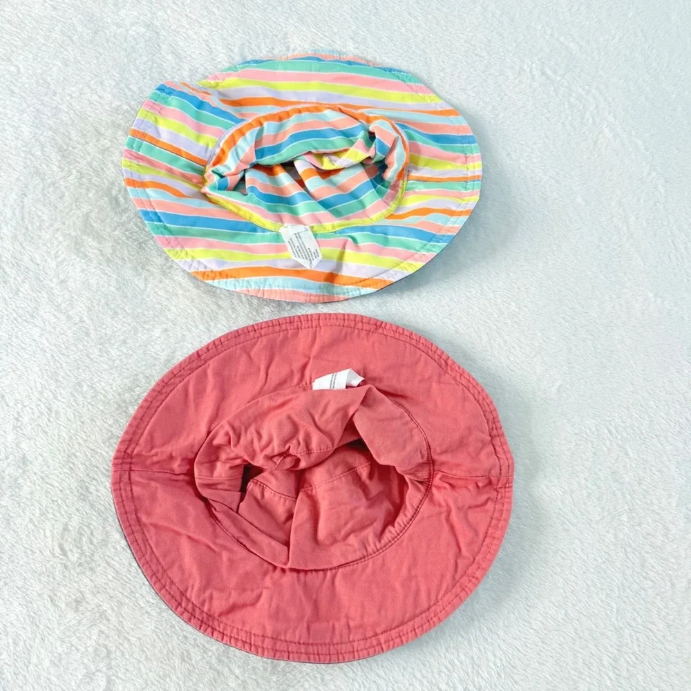 Unbranded Sun Hat Lot Kids  Blue Pink Excellent Reversible Rainbow Heart Cotton